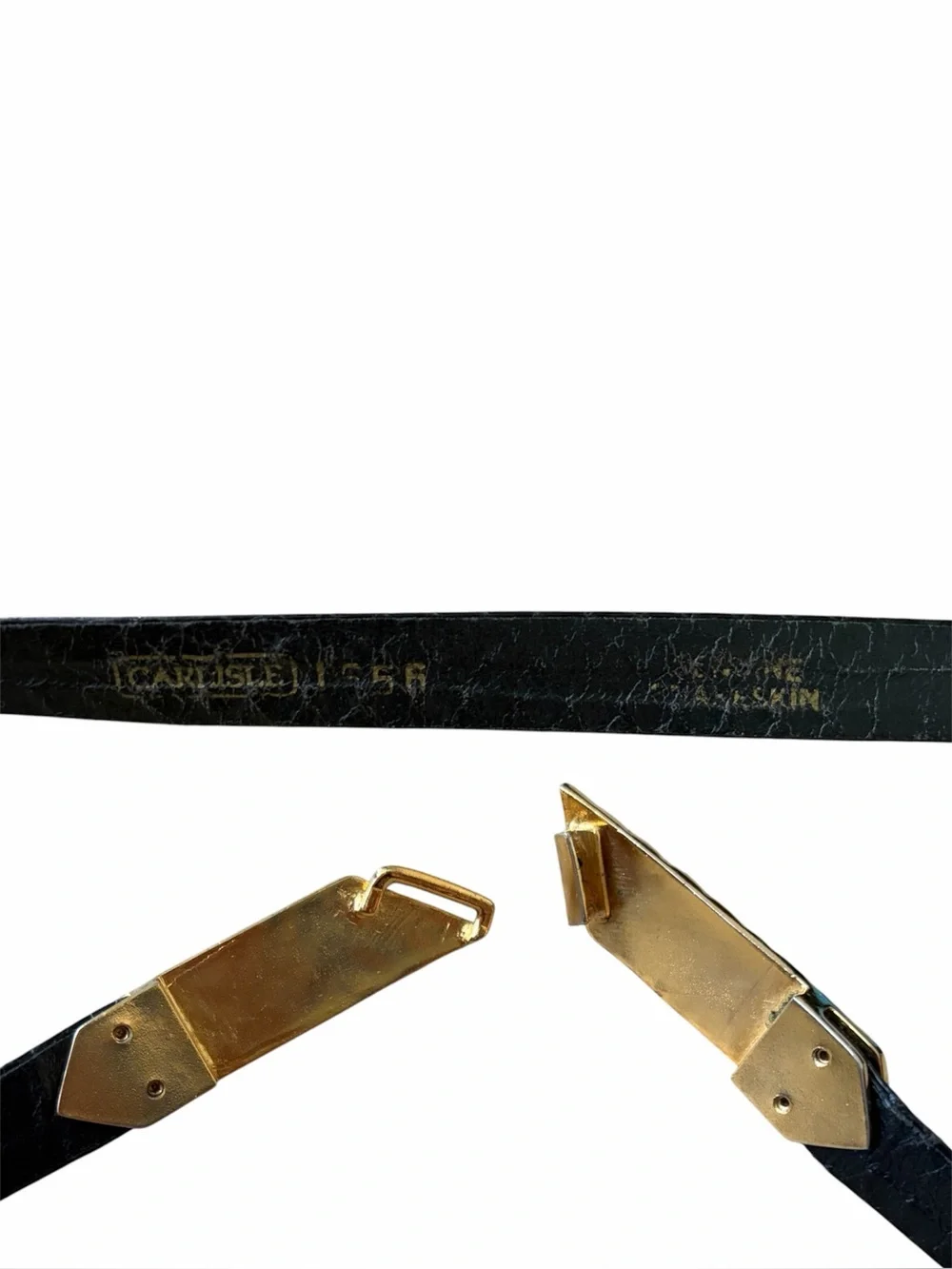 Carlisle Vintage Snakeskin Belt Adjustable Black Gold Hardware